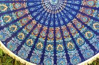 Drap de plage rond mandala bleu Mysore