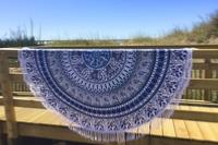 Drap de plage rond hippie bleu