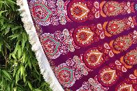 Drap de plage rond mandala rouge Gaya