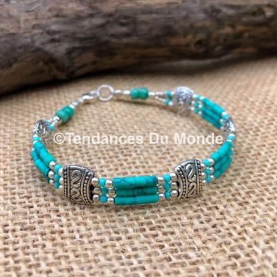 Bracelet turquoise 3 rangs