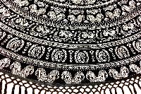 Drap de plage rond mandala noir