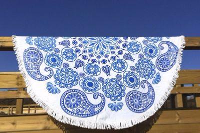 Serviette de plage ronde arabesque bleue