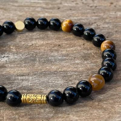 Bracelet Raksana : Fusion d'Agate Noire et d'Œil de Tigre