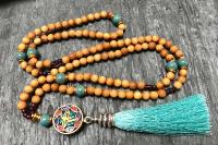 Collier mala en bois Cyan