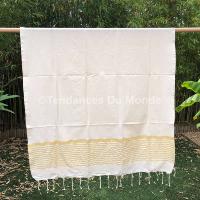 Fouta blanc cassé et doré Alia