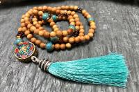 Collier mala en bois Cyan