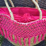 Panier de plage Ubud rose