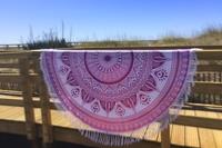 Drap de plage rond hippie rose