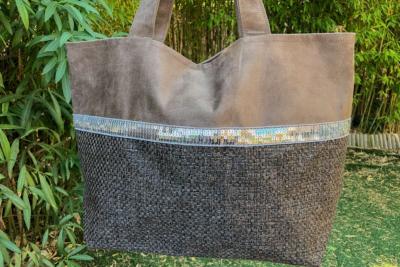 Sac cabas alcantara chocolat