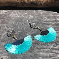 Boucles d'oreilles éventail turquoise