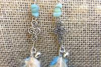 Boucles d'oreilles véritables plumes & Amazonite