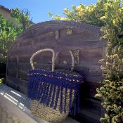 Panier cabas franges bleues