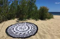 Serviette de plage ronde tribal noir