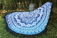 Drap de plage rond mandala bleu