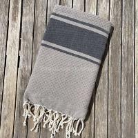 Fouta de plage gris taupe nid d'abeille