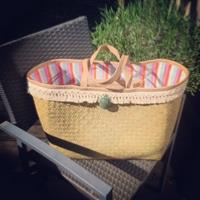 Panier de plage beige, bohème