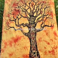 Tenture murale arbre de vie orange
