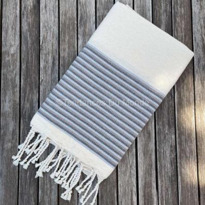 Fouta de plage beige et gris Midoun