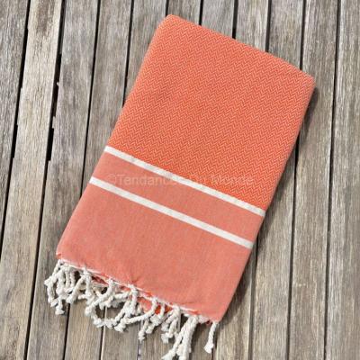 Fouta orange tissage chevron Lamta