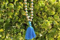 Collier Yoga Pompon bleu