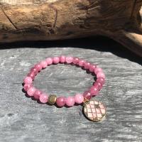 Bracelet en perles de jade rose