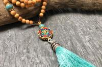 Collier mala en bois Cyan