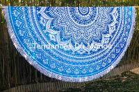 Drap de plage rond bleu Maran