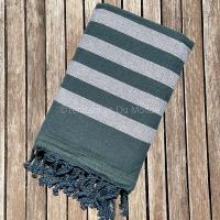 Fouta éponge vert et gris