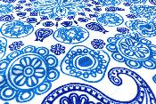 Serviette de plage ronde arabesque bleue