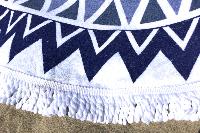 Serviette de plage ronde motif mandala bleu