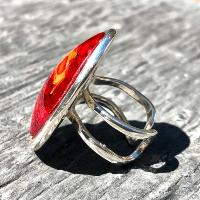 Bague bohème feu en verre