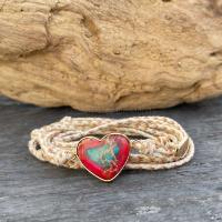 Bracelet fantaisie coeur de jaspe