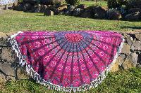 Drap de plage rond hippie rose nuancé