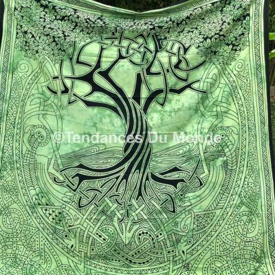 Tenture murale arbre de vie vert XXL